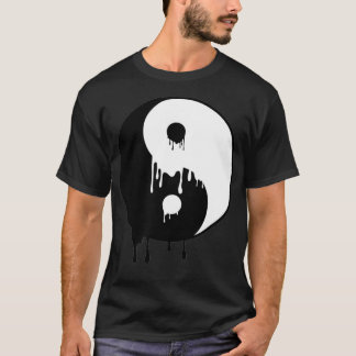 Yin en Yang Black White Paint Melting drups Brush T-shirt