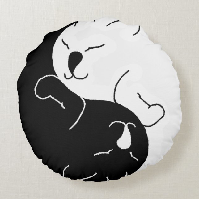 Yin en Yang Cats - Round Pillow Rond Kussen (Achterkant)