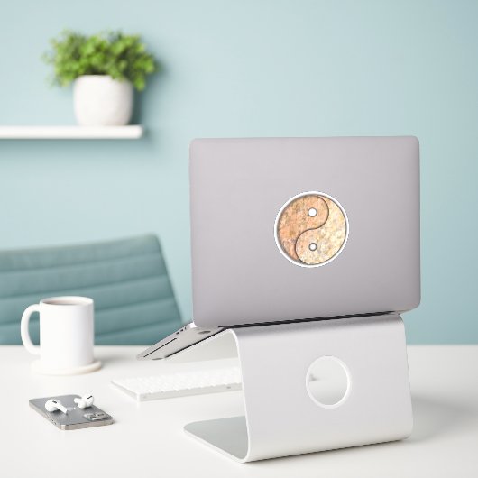 Yin en Yang Custom-Cut Vinyl Sticker (Laptop op bureau)