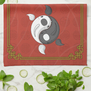 Yin en Yang de Koi keukenhanddoek