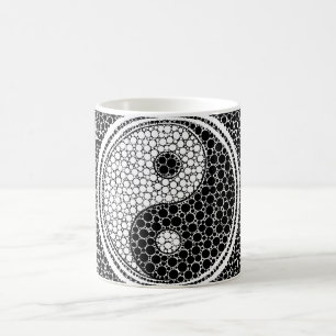 Yin en Yang Dot Art Black and white Koffiemok