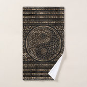 Yin en Yang Dot Art Black en Gold Bad Handdoek (Handdoek)