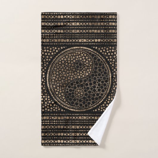 Yin en Yang Dot Art Black en Gold Bad Handdoek (Handdoek)