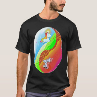 Yin en Yang Eenhoorn Death Metal Rainbow T-shirt
