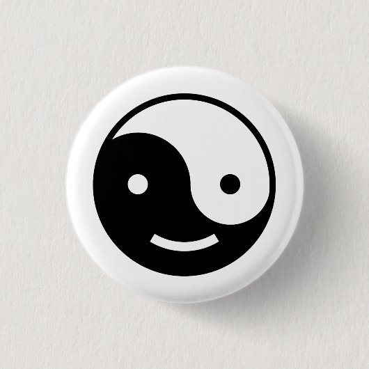 Yin en yang emoji ronde button 3,2 cm (Voorkant)