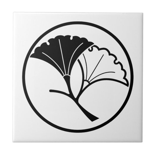Yin en yang ginkgo bladeren in threadlike ring tegeltje (Voorkant)