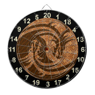 Yin en Yang houten dartbord met cijfers