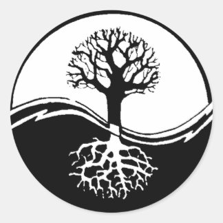 Yin en yang levensboom ronde sticker