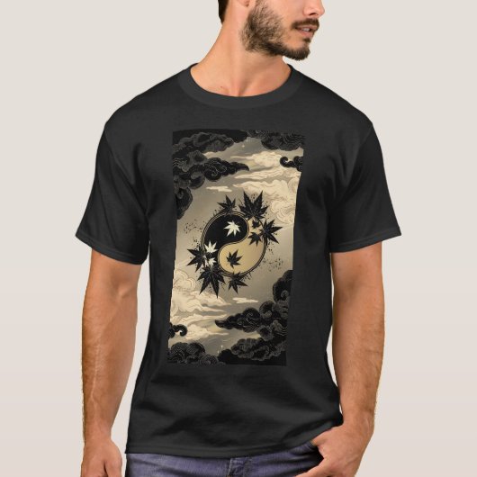 Yin en Yang Maple bladeren T-shirt (Voorkant)