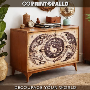 Yin en Yang op perkament - Tissuepapier