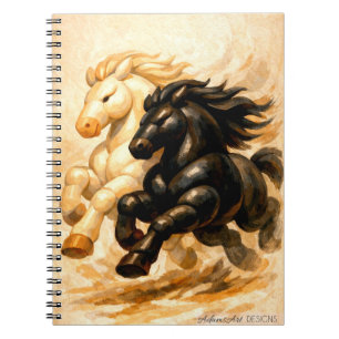 Yin en Yang-paarden – Illustratie van dynamische d Notitieboek