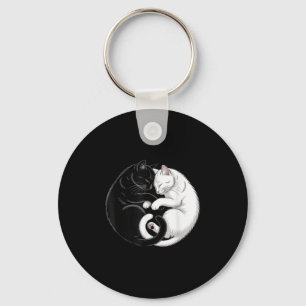 Yin en Yang Pet Cat Zwarte Witte Katten Sleutelhanger