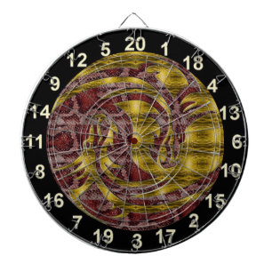 Yin en Yang red and yellow dragon dart board Dartbord