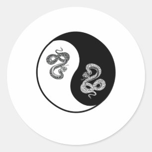 Yin en Yang slangenontwerp op witte achtergrond Ronde Sticker