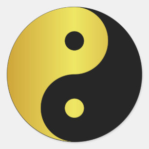 Yin- en Yang-symbool   Goudaziatische filosofische Ronde Sticker