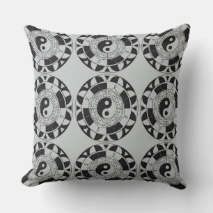 Yin en Yang Tiled Asian Symbol Pattern Pillow Kussen