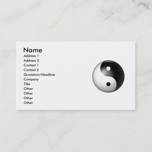 Yin et carte de profil de Yang (Devant)