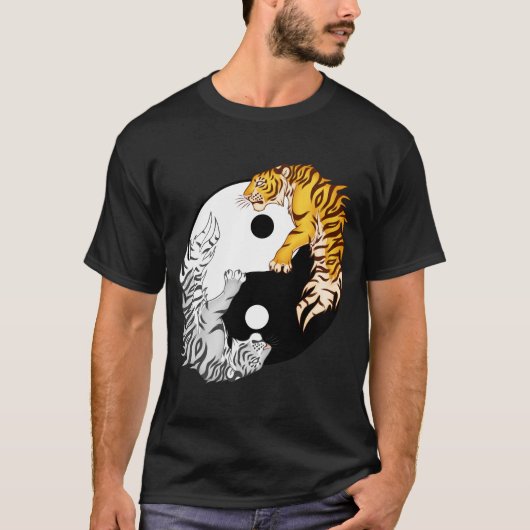 Yin et T-shirt foncé de base des hommes de tigres (Devant)
