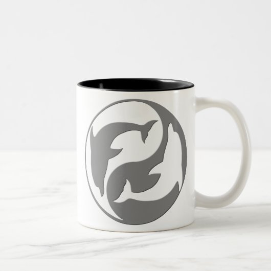 Yin gris et blanc Yang Dolphins Mug (Droit)