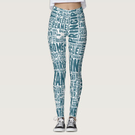 Yin Yan Nuage Mots Tekst Patroon Interconnectie Leggings