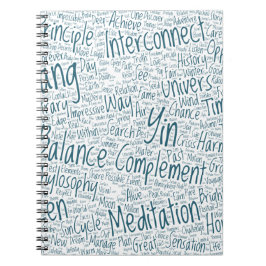 Yin Yan Nuage Mots Tekst Patroon Interconnectie Notitieboek