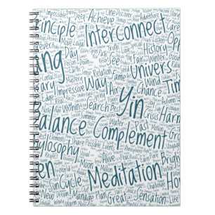 Yin Yan Nuage Mots Tekst Patroon Interconnectie Notitieboek