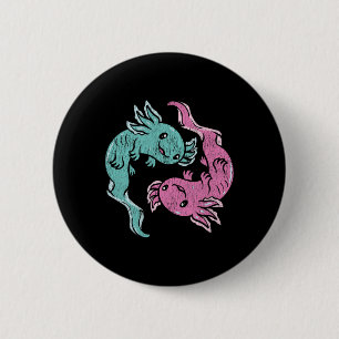 Yin Yang Axolotls - Schattige Mexicaanse Salamande Ronde Button 5,7 Cm