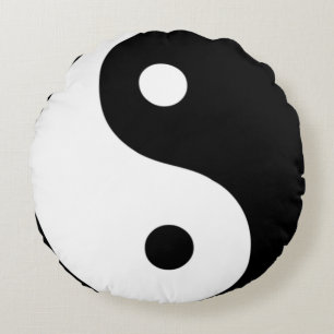 Yin-Yang B&W Round Pillow Rond Kussen