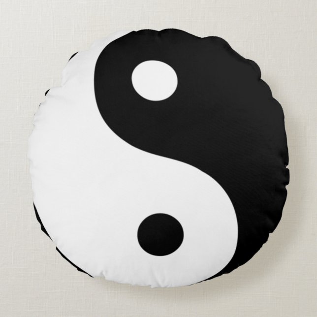 Yin-Yang B&W Round Pillow Rond Kussen (Voorkant)