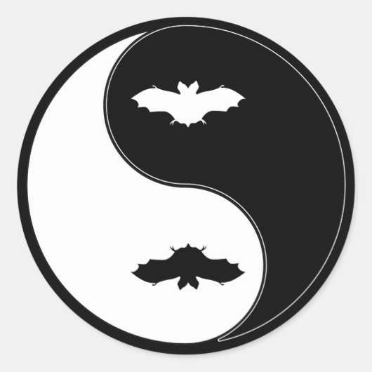Yin Yang Bat Ronde Sticker (Voorkant)