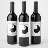 Yin Yang Black and White Hearts Weddenschap Wine L Wijn Etiket (Flessen)