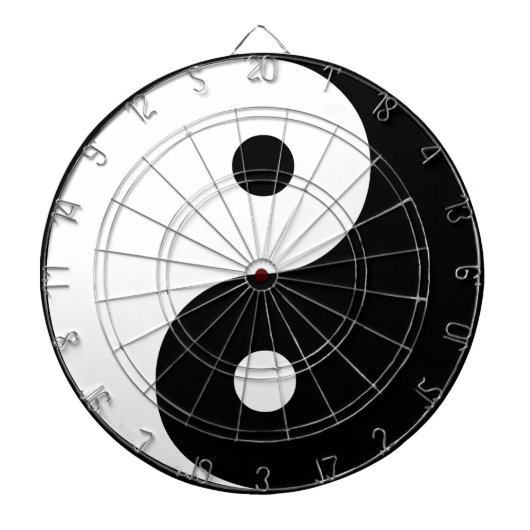 Yin Yang Black and White Illustration Sjabloon Dartbord (Voorkant)