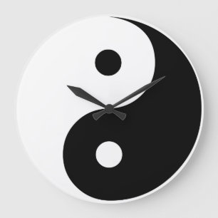 Yin Yang Black and White Illustration Sjabloon Grote Klok