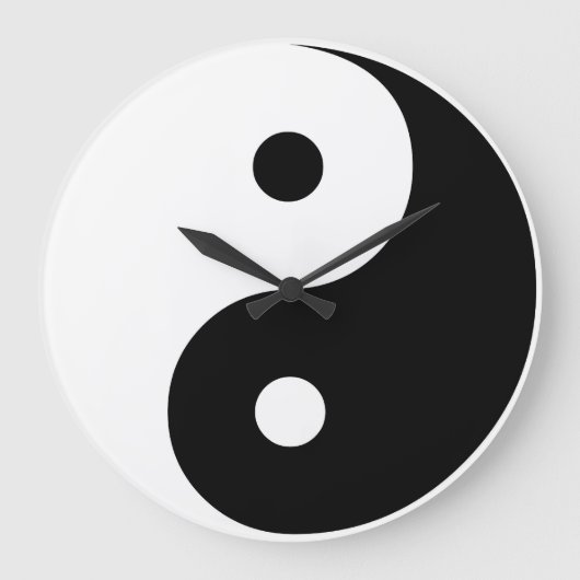 Yin Yang Black and White Illustration Sjabloon Grote Klok (Voorkant)