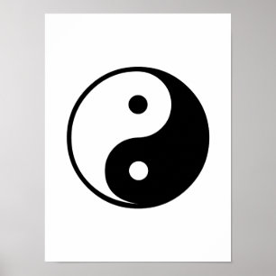 Yin Yang Black and White Illustration Sjabloon Poster