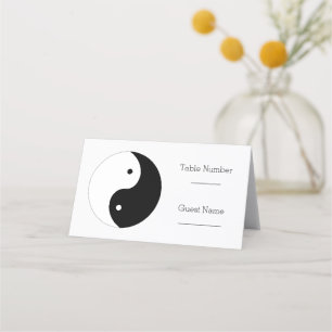 Yin Yang Black and White Wedding Place Card