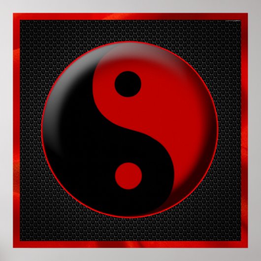 YIN YANG BLACK RED 3D POSTER (Voorkant)