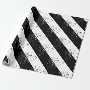 Yin Yang Black White Lotus Blossom Cadeaupapier