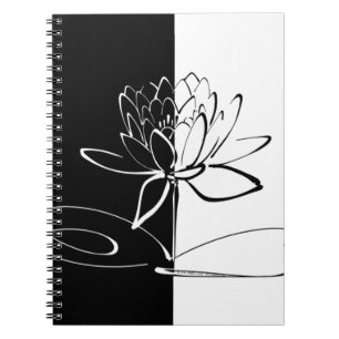 Yin Yang Black White Lotus Blossom Notitieboek