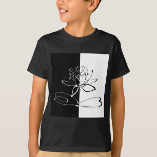 Yin Yang Black White Lotus Blossom T-shirt