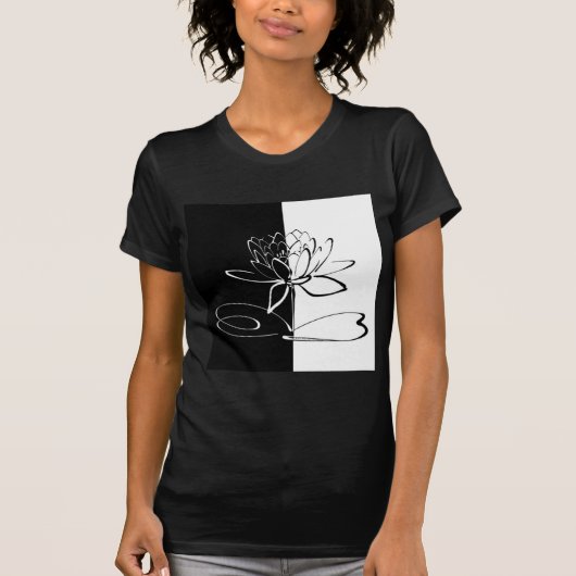 Yin Yang Black White Lotus Blossom T-shirt (Voorkant)