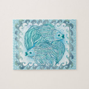 Yin Yang Blauwe Koi Vis Legpuzzel