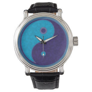 yin-yang blauwe taoist horloge