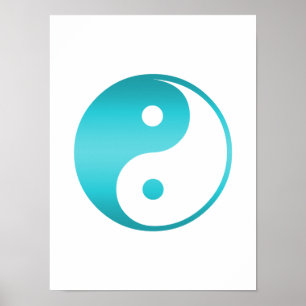 Yin Yang Blauwgroen Blue Illustration Sjabloon Poster