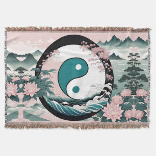 Yin Yang, Bloemenberg Roze Sage Blauwgroen Deken