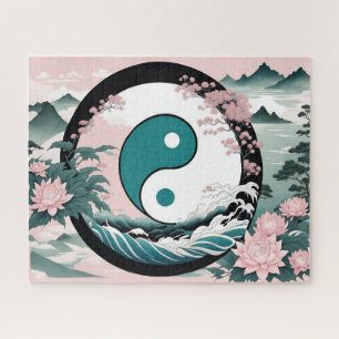 Yin Yang, Bloemenberg Roze Sage Blauwgroen Legpuzzel