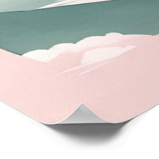 Yin Yang, Bloemenberg Roze Sage Blauwgroen Poster (Hoek)