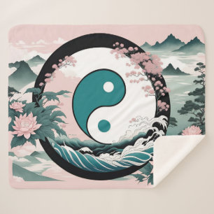Yin Yang, Bloemenberg Roze Sage Blauwgroen Sherpa Deken