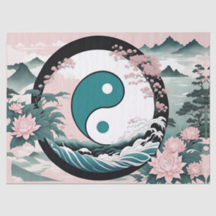 Yin Yang, Bloemenberg Roze Sage Blauwgroen Tissuepapier