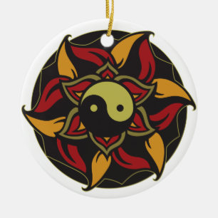 Yin Yang Blooming Lotus Keramisch Ornament